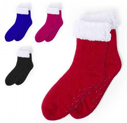Polyester Fluffy Bed Socks Cosy Fleece Lining Non Slip Soles