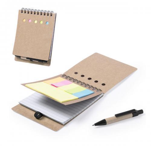 Custom Note Booklet Recycled Cardboard 50 Sheet Sticky Notebook With Pen
