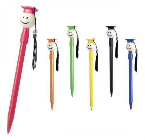 Graduation Pen Smiley Face Wearing Cap
