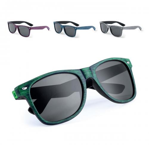 Branded Trendy Sunglasses Wood Like Frame Smoked Lenses