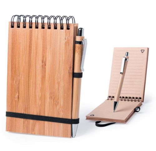 Bamboo Cover Notebook and Pen 80 Eco Sheets