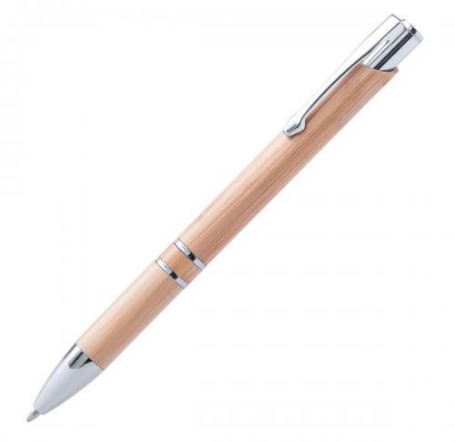 Branded Wooden Bamboo Pens Chrome Finishings