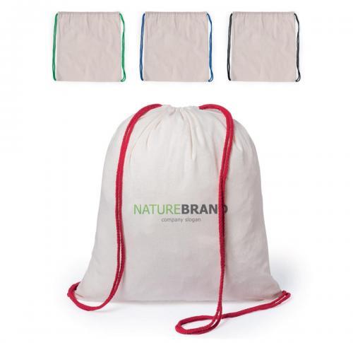 Eco Friendly Cotton Drawstring Bags Custom Printed Logo Contrast Strings