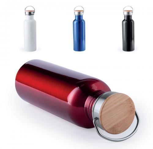 Retro 850ml Stainless Steel Single Walled Bottle, Wooden Lid, Gift Boxed