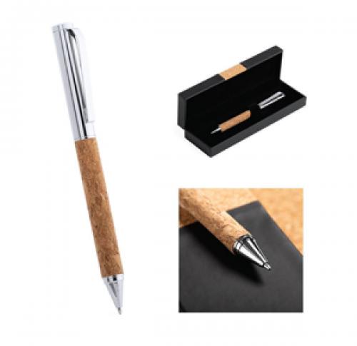 Eco Ballpoint Pen Metal Barrel and Lower Cork Barrel Gift Boxed