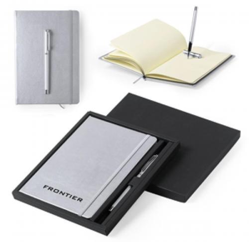 Soft Touch Notebook Set Matching Aluminium Rollerball Pen