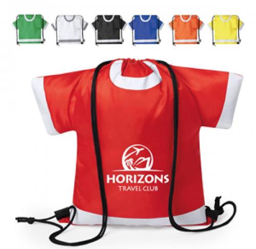 Printed Logo T Shirt Shaped Drawstring Backpacks Polyester