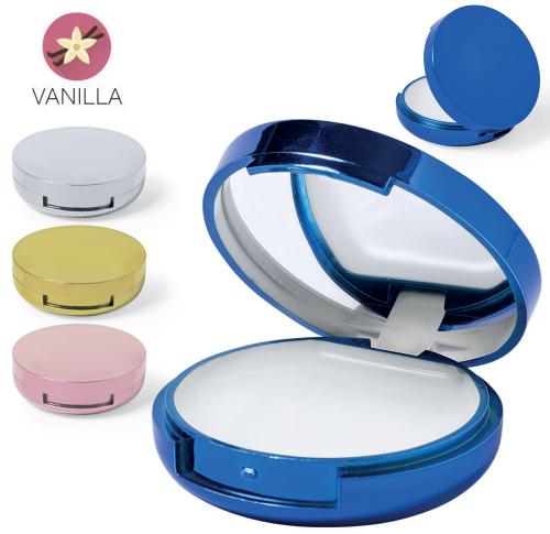 Branded Lip Balms & Integrated Mirror Round Vanilla Flavour