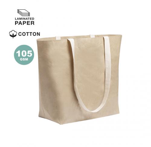 Laminated Paper Shopper Tote Bag Long Cotton Handles
