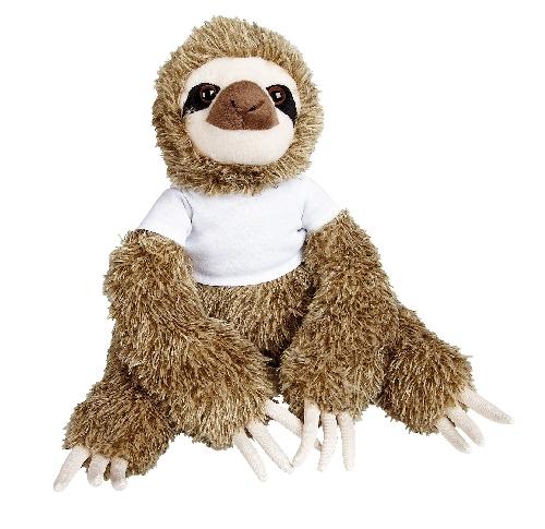 Sloth Plush Soft Toy With Printed T-Shirt