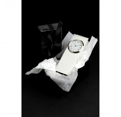 Silver Plated Metal Column Desk Clock