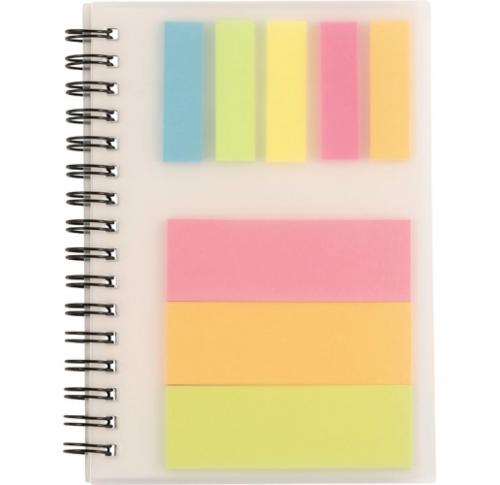 Wire bound notebook with sticky notes