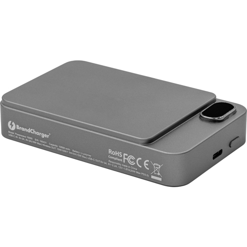 BrandCharger recycled steel wireless power bank. (10000 mAh)