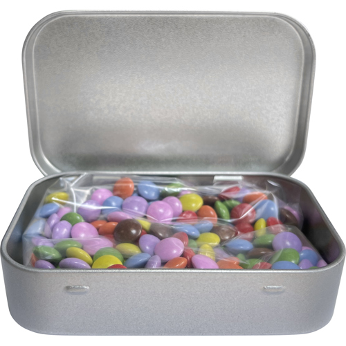 Large flat hinged tin with choco's