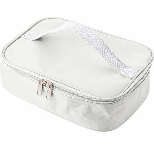 Cooler bag in a polyester material with a plastic lunch box