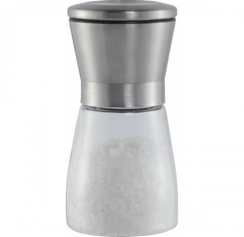 Steel and glass salt and pepper mills