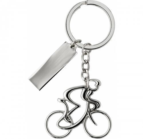 Metal Cyclist on Bike Keyring