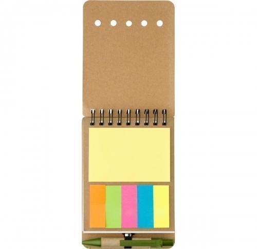 Wire Bound Notebook Sticky Notes, Pen Loop & Ballpoint Pen