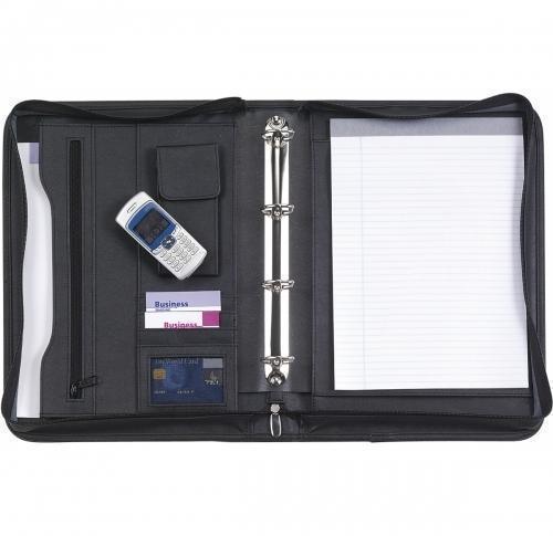 Printed A4 Bonded Leather Conference Folders Ring Binders Zippered 