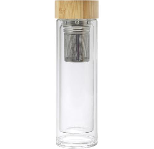 Custom Glass And Bamboo Bottles With Tea Infuser (420 Ml)