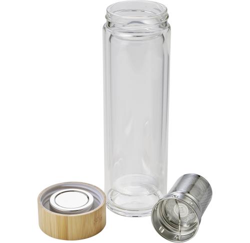 Custom Glass And Bamboo Bottles With Tea Infuser (420 Ml)