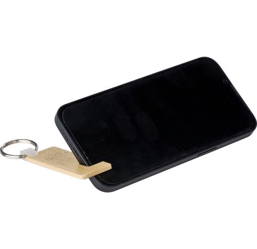 Branded Bamboo keyrings and phone holder