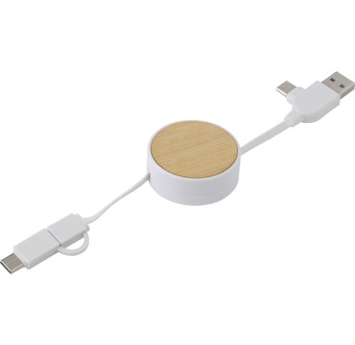 Promotional Branded Bamboo extendable charging cables