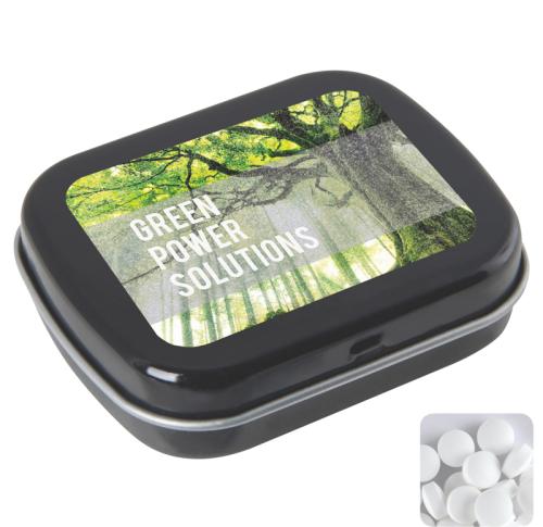 Logo Printed Flat hinged tins with dextrose mints