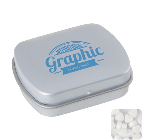 Small flat hinged tin with sugar free mints
