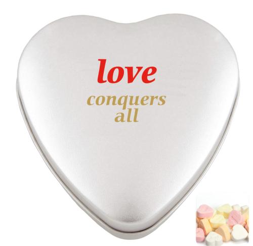 Printed Large heart tins with fruit heart sweets