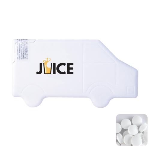 Custom Van Shaped mint cards with sugar free mints