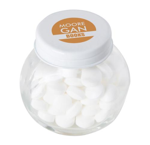 Customised Small glass jars with mints with dextrose mints