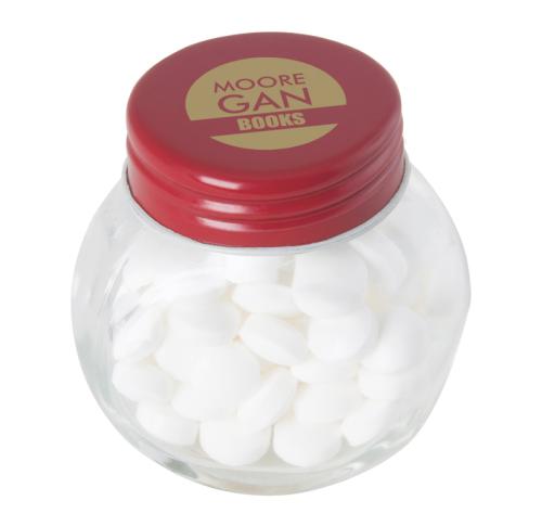 Customised Small glass jars with mints with dextrose mints