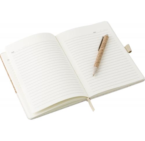 Promotional Printed Cork And Linen Notebooks (approx. A5) Cream