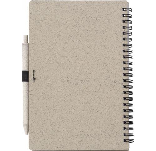 Promotional Eco Wheat Straw Spiral Notebooks With Pen (approx. A5)