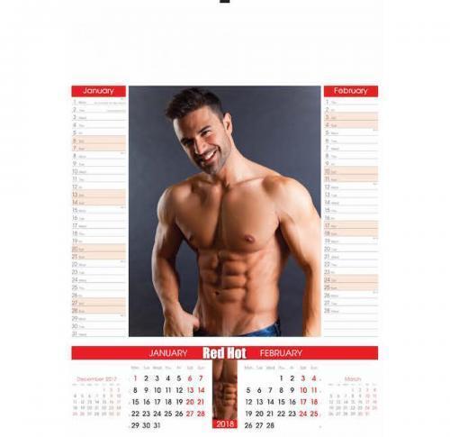 Custom Red Hot Wall Calendar 2025  - 6 Leaf 