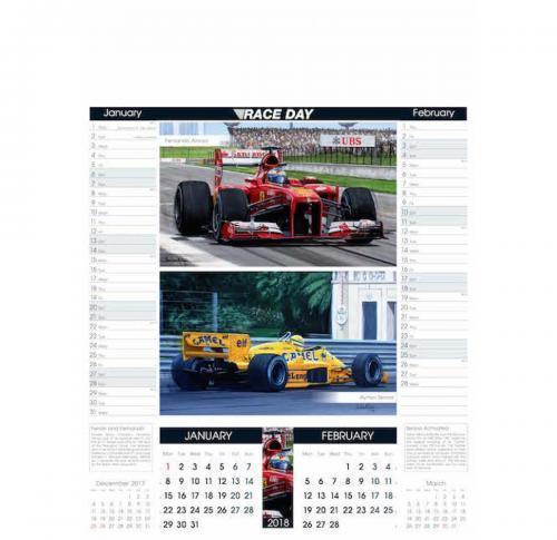 Printed Race Day Wall Calendar 2025 - 6 Leaf 