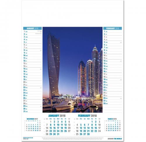 Promotional Printed Around The World Wall Calendars 2025