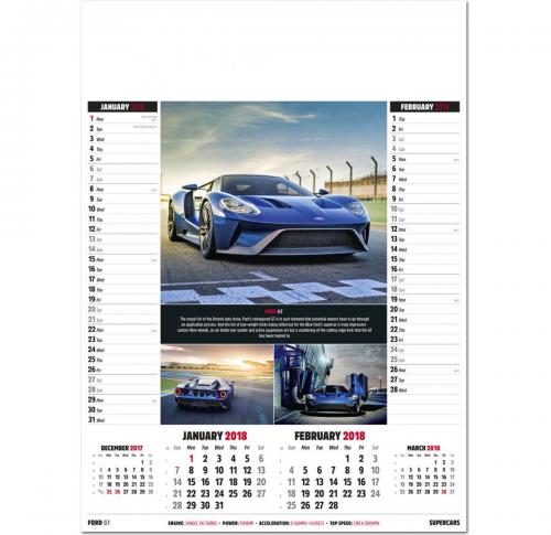 Custom Printed Supercars Wall Calendars 2025