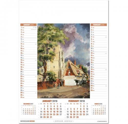 Printed Promotional Watercolour Britain Wall Calendars2025