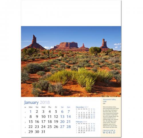 Custom Printed Travellers World Wall Calendars 2025