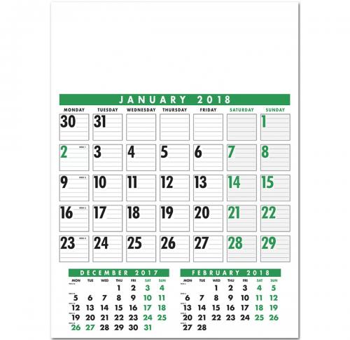 Printed Business Commercial Planners - Green/Black Wall Calendars 2025