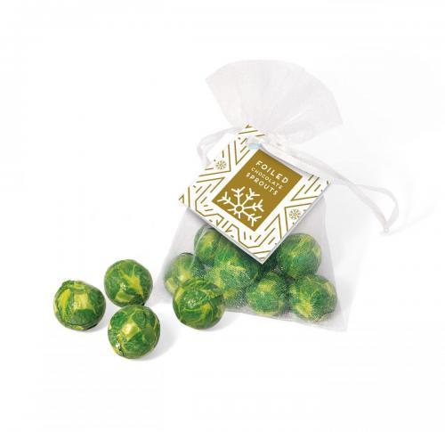 Branded Christmas Organza Bag - Foiled Chocolate Balls