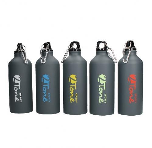 Aluminium Water Bottle Laser Engraved Gunmetal Grey Two Tone 600ml