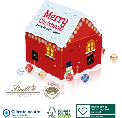 Bespoke Luxury Lindt House Shaped Chocolate Advent Calendar