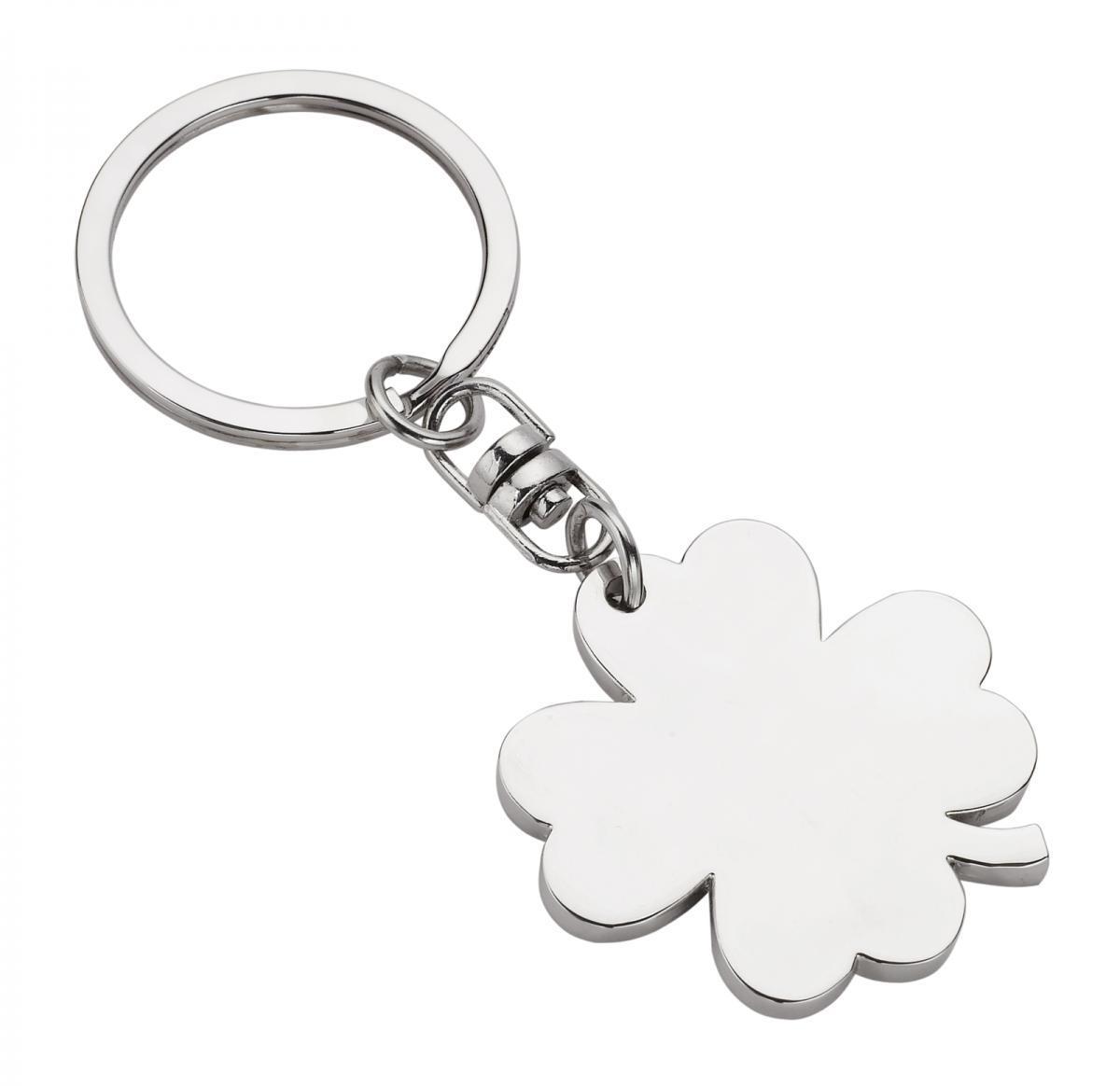 Clover Leaf Shaped Metal Keyring - Shiny