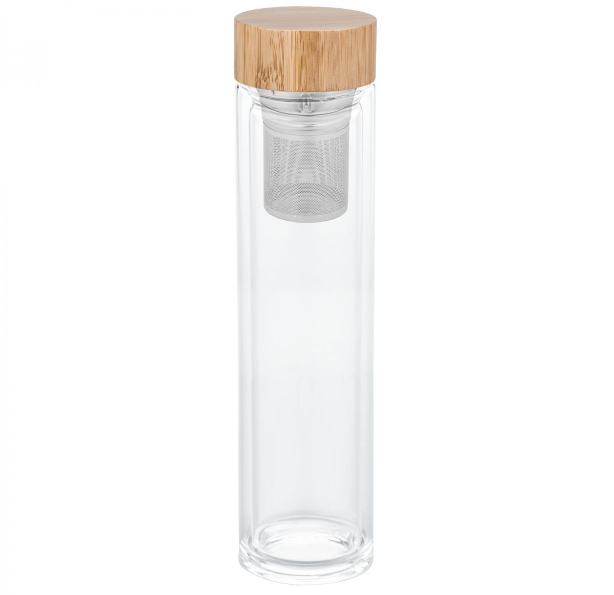 Printed Logo Glass Bottles With Tea Strainer -SLEDGE