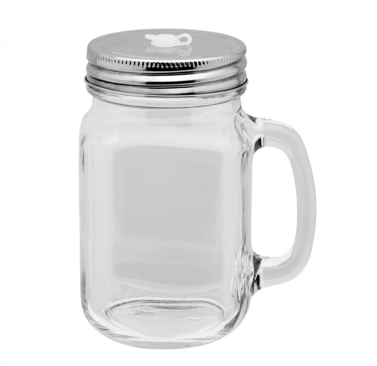 Branded Mason Glass Mugs Screw Top Lid Cocktail 450ml  -DINAR