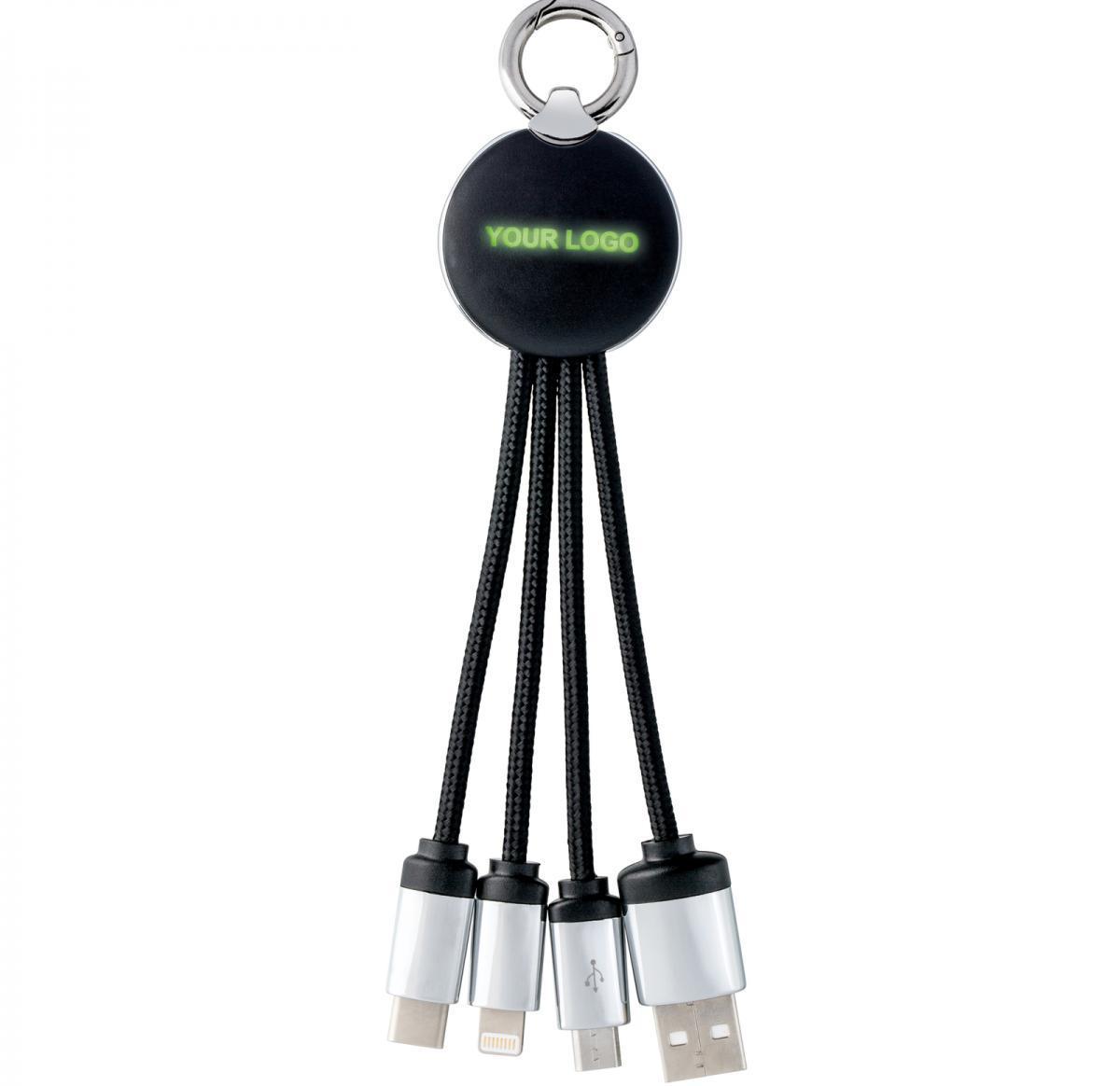 Light Up Charging Cable 3 In 1  - PUHALANI BLACK GREEN