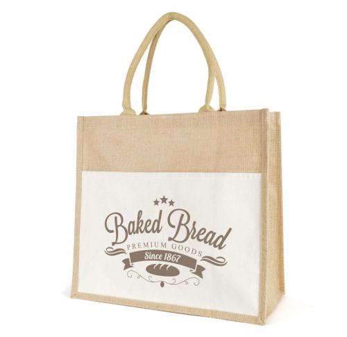Large Laminated Natural Jute Shopper Bag 10oz Cotton Canvas